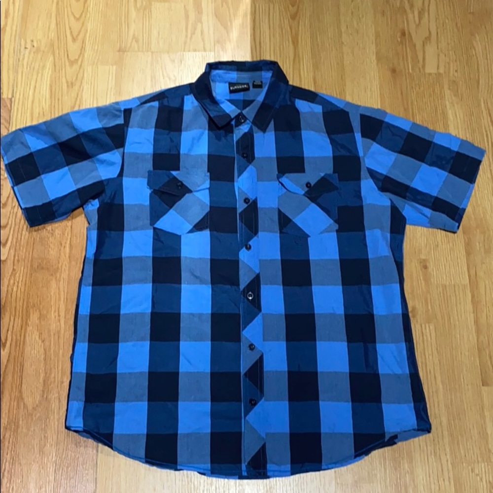 Burnside short sleeve plaid shirt blue